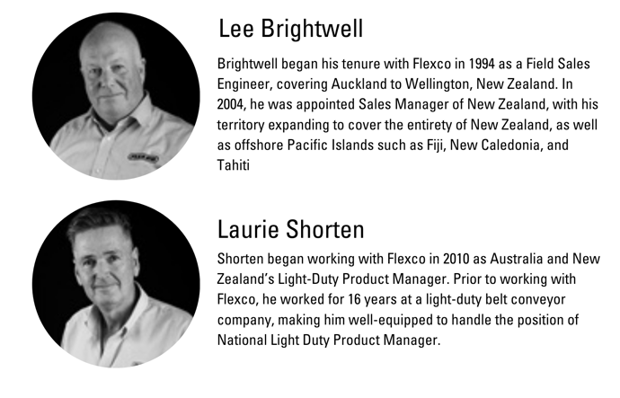 Brightwell began his tenure with Flexco in 1994 as a Field Sales Engineer, covering Auckland to Wellington, New Zealand. In 2004, he was appointed Sales Manager of New Zealand, with his territory expanding to cov